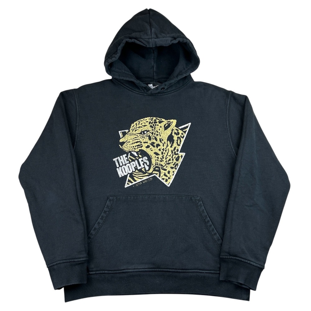 The Kooples Black Leopard Print Hoodie Sweatshirt Men's Medium Heavyweight